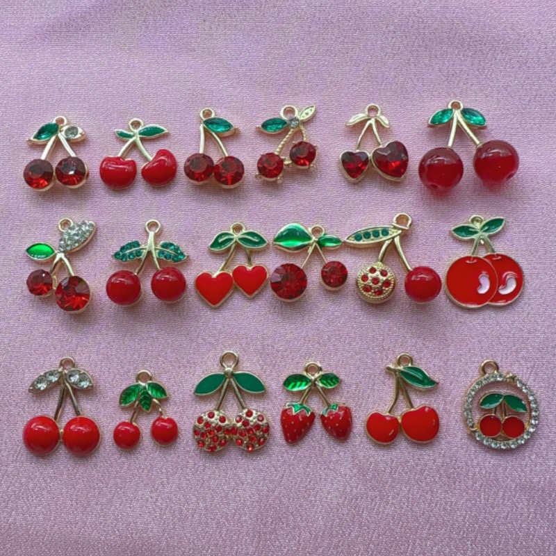 Car Accessories Amazon - 12pcs Amazon Red Cherry Keychain DIY