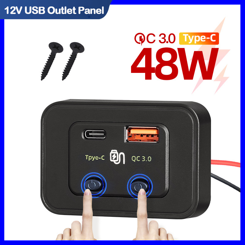 Car Accessories Thailand - 48W 12V USB Outlet Panel PD