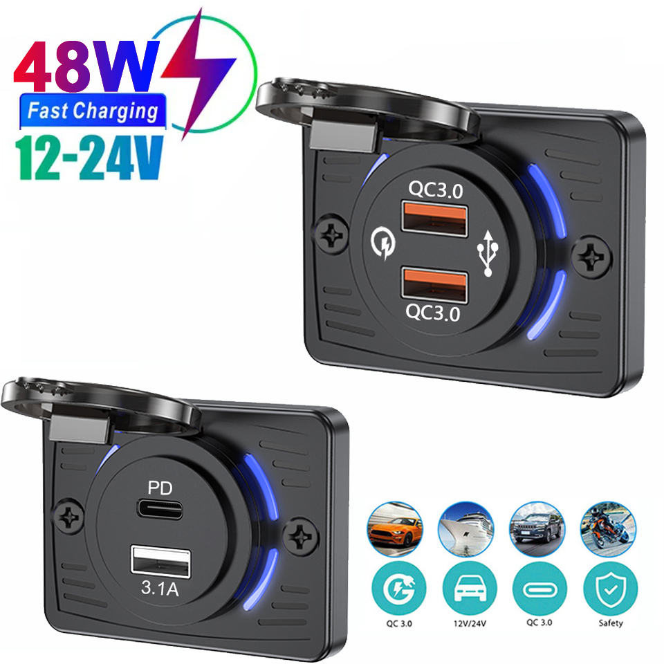 2 Ports 12V RV USB Outlet QC 1 - đánh giá và giá Car Accessories Thailand