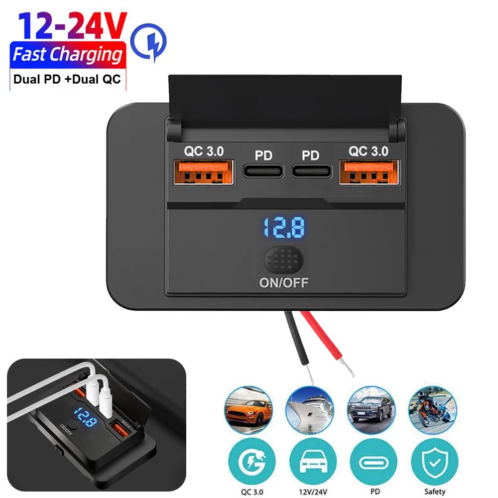 New 4 Ports Car Charger Socket - đánh giá và giá Car Accessories Thailand