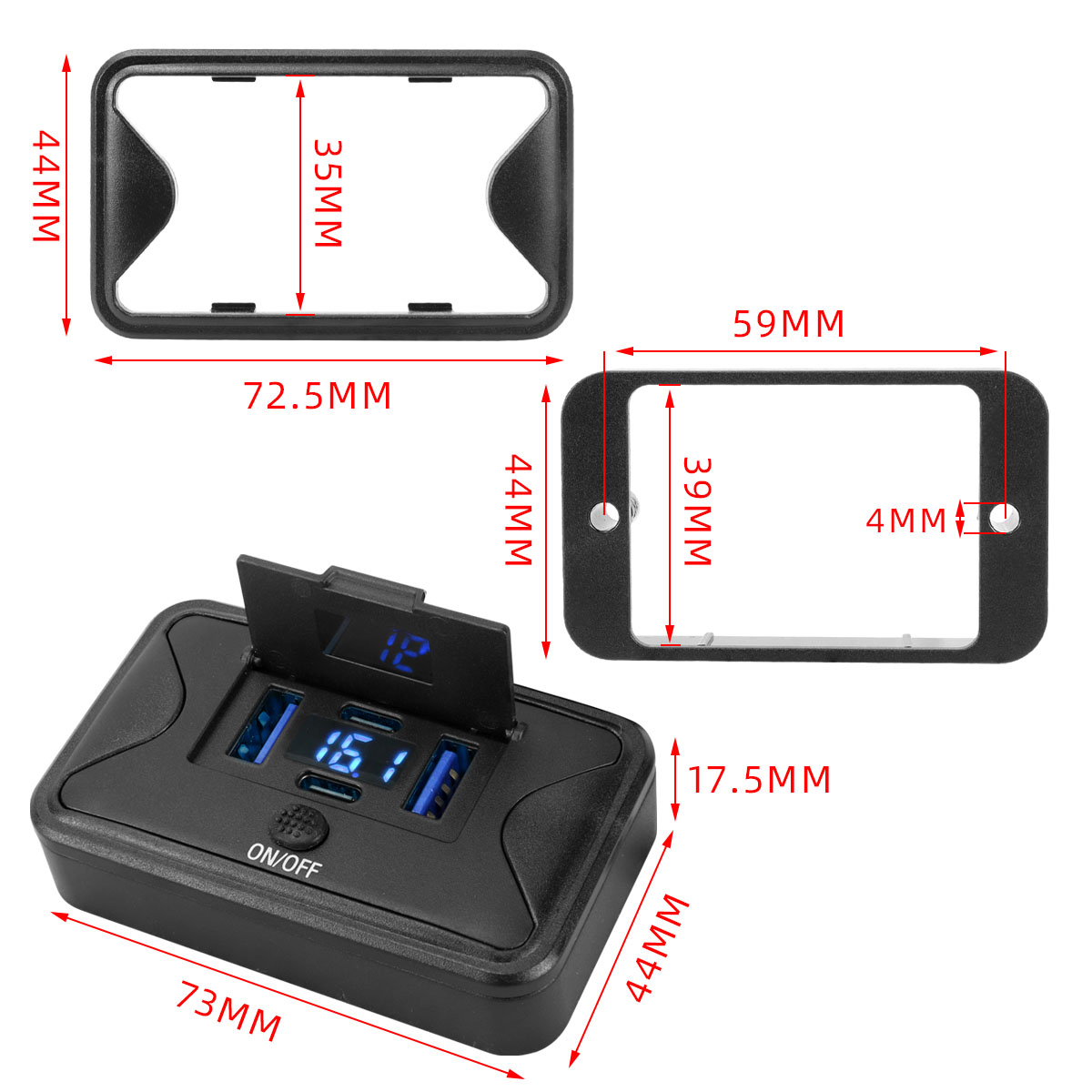 108W 4-Port 12V RV USB Panel,  - đánh giá và giá Car Accessories Thailand